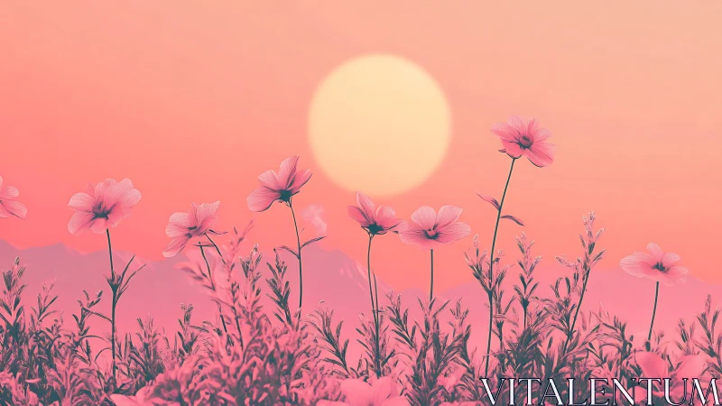Cotton-candy cosmos lean toward a syrupy neon sunset glow