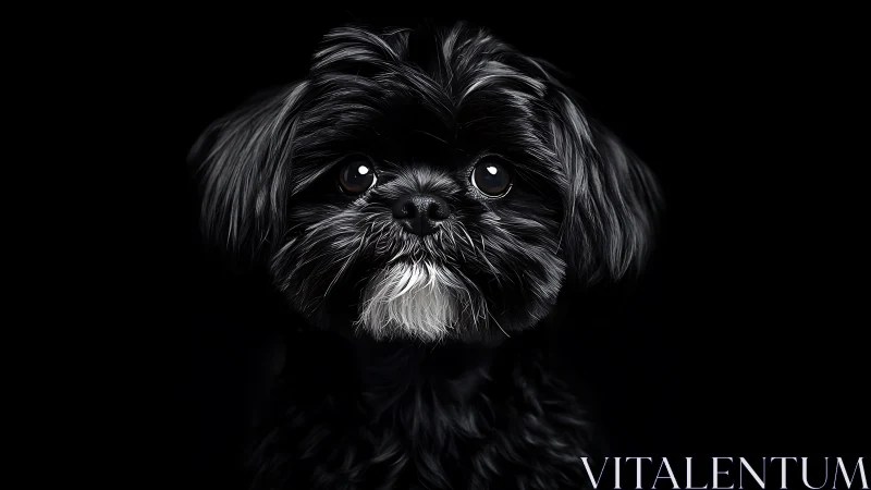 Low key canine portrait in dramatic photographic chiaroscuro.