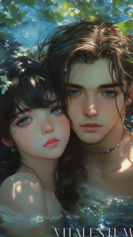 Dual-Figure Digital Portraiture: Striking Blue-Eyed Faces Rendered in Hyper-Detailed Aesthetic