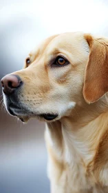 Golden Labrador portrait in shallow depth-of-field profile