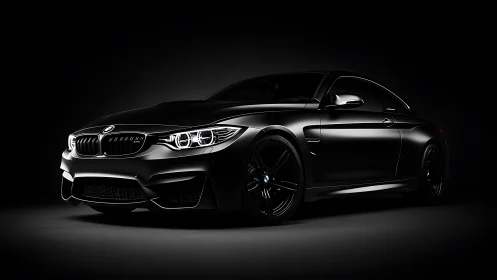 Night-stalking black coupe glides through sculpted shadow. Period.