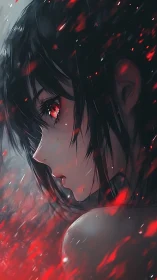 Embers confess secrets in the crimson gaze of a loner