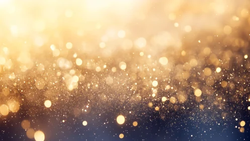 Golden bokeh particle field on soft gradient background.