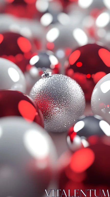 Specular depth of field isolates textured silver ornament sphere