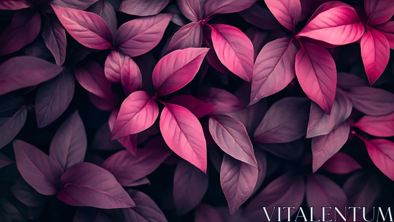 Macro study of magenta foliage with shallow depth of field