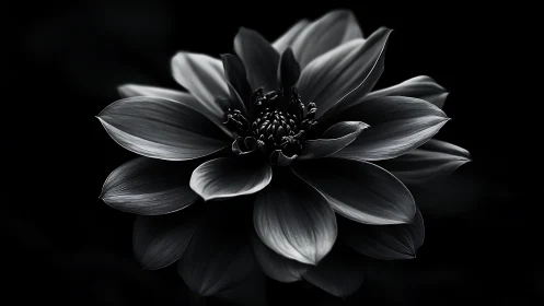 Dahlia Flower Black and White Studio Portrait