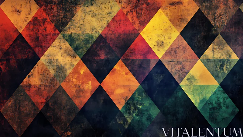 Abstract geometric pattern with vintage textured diamond shapes.