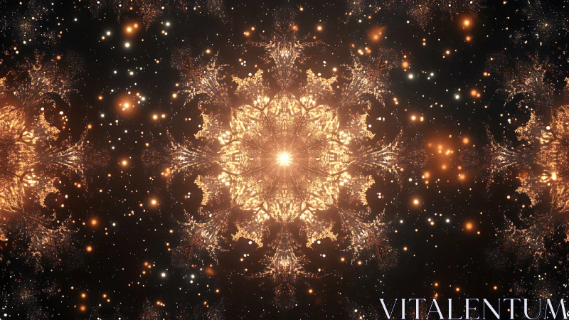 Radiant fractal starburst blooms across a cosmic night field