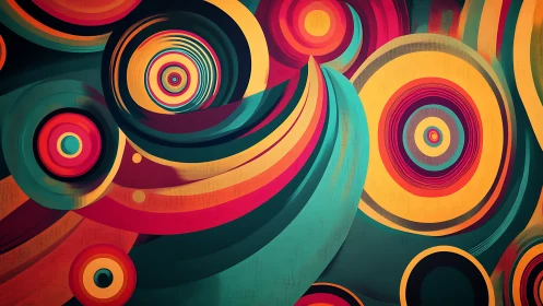 Orbiting carnival circles in retro-future color whirlpool.