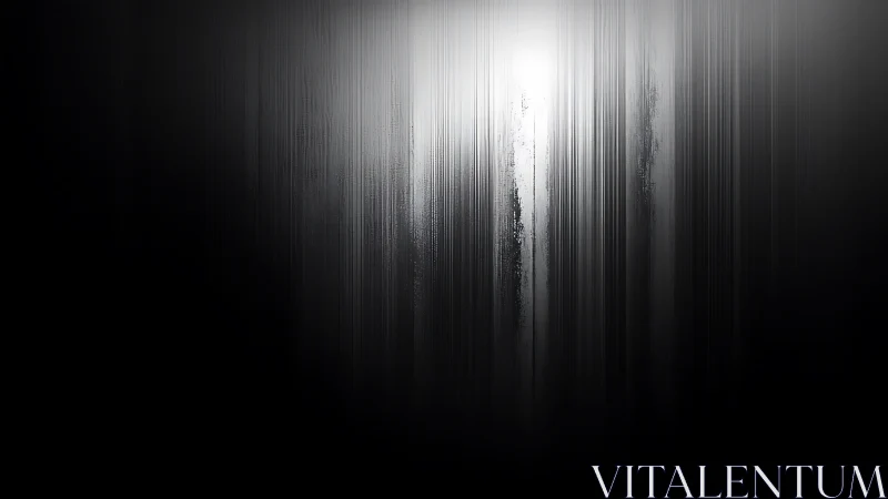 Vertical whispers of light unraveling through grayscale hush.
