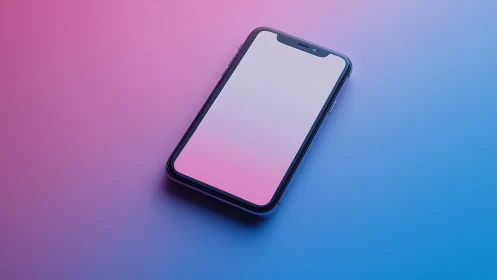 Smartphone mockup with blank white screen on gradient background