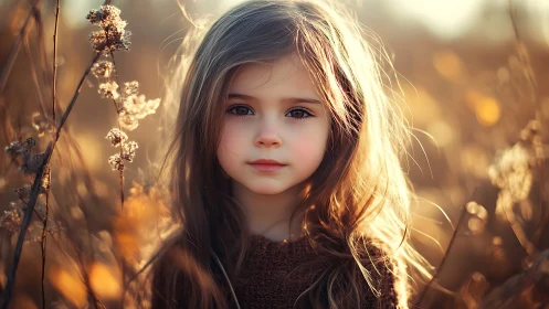 Young subject positioned in dried vegetation with backlighting