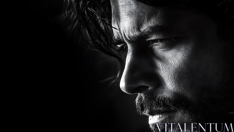 Intense side profile captures a thoughtful, rugged gaze