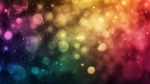 Vibrant multicolor bokeh lights abstract background, dreamy style.