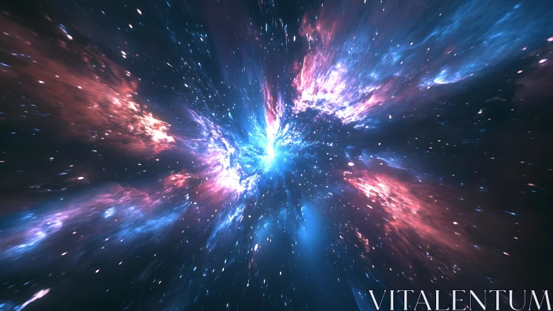 Relativistic deep space nebula core with radial light burst