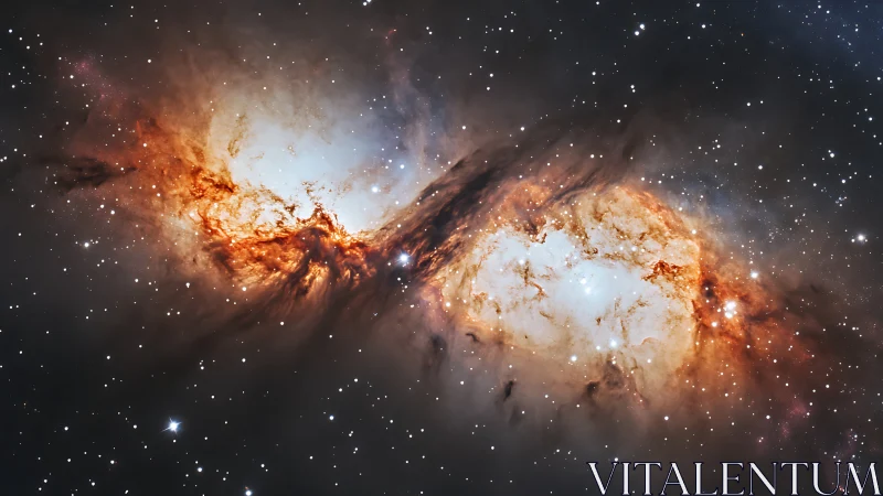 Twin star‑forges collide in a storm of ember tinted starlight