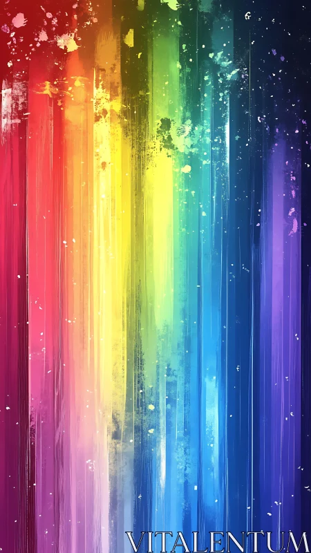 Vertical spectrum brushstrokes in abstract digital painting.