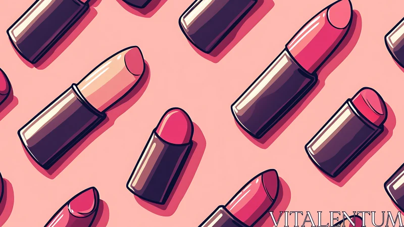Lipstick pattern showcases bold pink cosmetic icons.