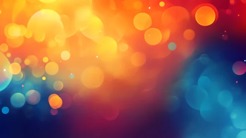 Warm orange and cool blue abstract bokeh gradient background.