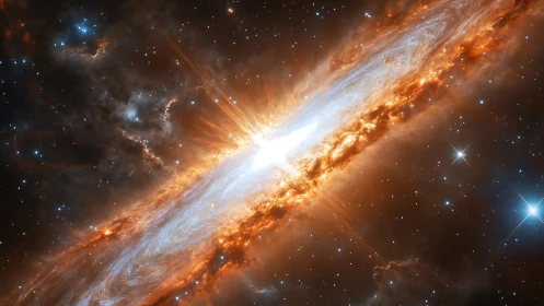 Star-forged river of fire slashes through the silent cosmos