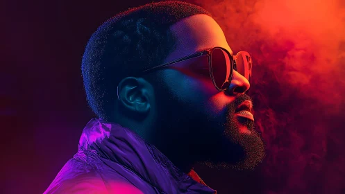 Bold portrait celebrates cool confidence in neon city light