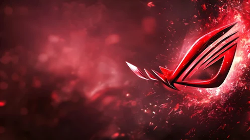 Futuristic Red Gaming Logo on Fiery Abstract Background.