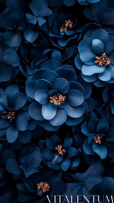 Blue Blooms with Golden Stamens