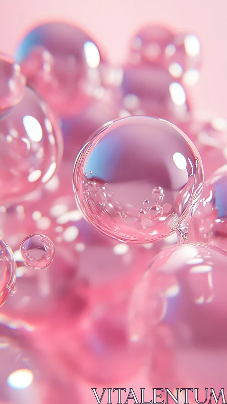 Translucent pink soap bubbles rendered in soft-focus 3D