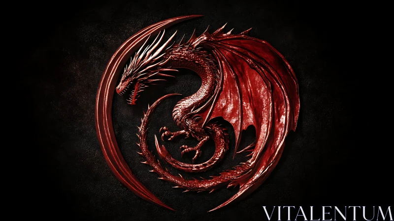 Crimson sigil coils as a razor-scaled dragon crowns darkness