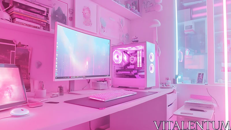 RGB-lit white gaming workstation uses ultrawide monitor and desktop