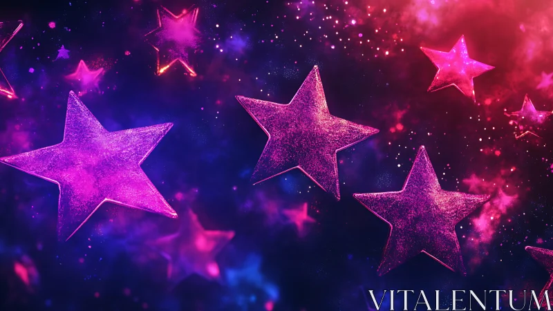 Neon magenta stars over deep cosmic gradient sky.