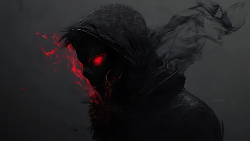 Hooded wraith profile with incandescent red core emission.