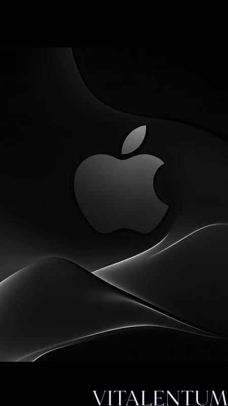 Apple Logo rendered in 3D space with elegant abstract wave dynamics.