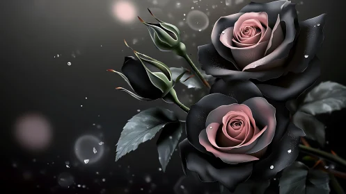 Midnight Roses: Dark Petals Bloom in Ethereal Twilight.