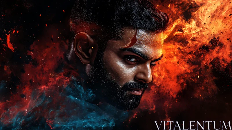 Stormborne gaze carves fire and smoke into a burning crown