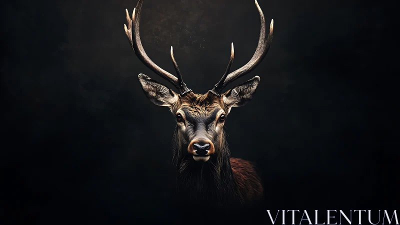 Noble stag gazes calmly forward in warm dramatic light