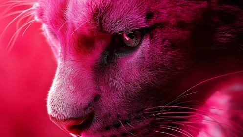 Felid specimen photographed in magenta chromatic lighting