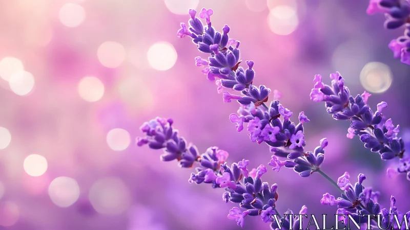 Purple Lavender Flowers with Bokeh Background. Macro Photography.
