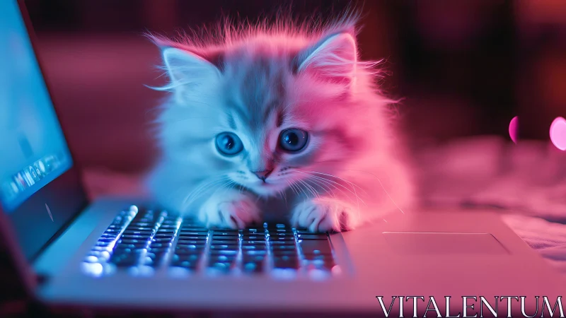 Fluffy Kitten Discovers the Magic of Laptop Computing