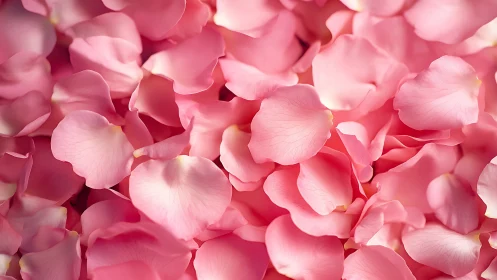Pink rose petals in soft focus arrangement with shallow depth