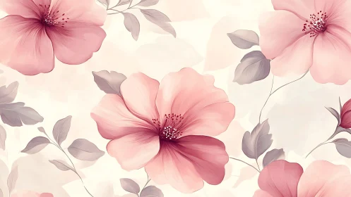Delicate Pink Blossoms Dance Across a Soft, Dreamy Canvas.