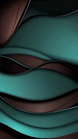 Curved teal and umber layered waveforms with soft edge lighting