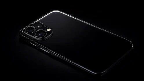 Premium Black Smartphone Displayed Against Dark Minimalist Background