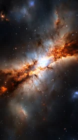 Fiery galactic nebula cloud with bright star field detail.