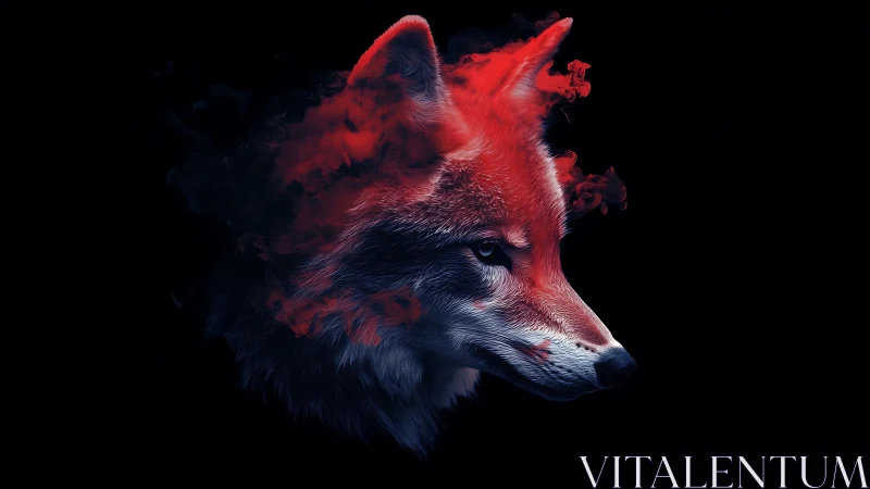 Ember-crowned fox spirit drifting through midnight smoke.