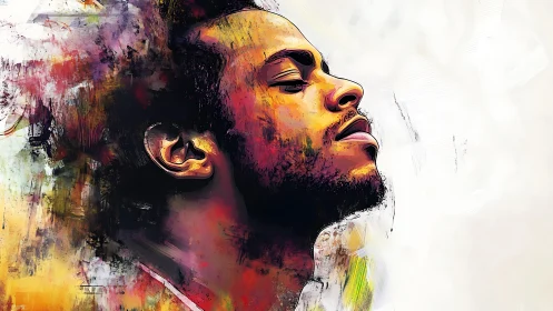 Portrait captures side profile in vivid expressive brushwork