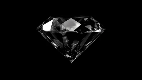 Cut diamond isolated on black background in sharp focus.