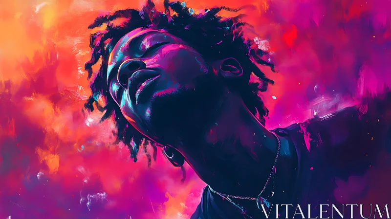 Dream-soaked portrait drifting in neon sunset colors.