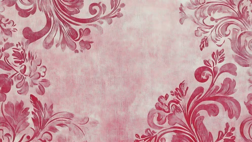 Ornate pink floral scrollwork frame with textured ground.