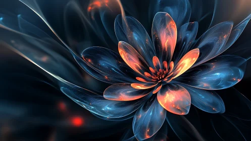Luminous fractal flower blooms with molten neon light.